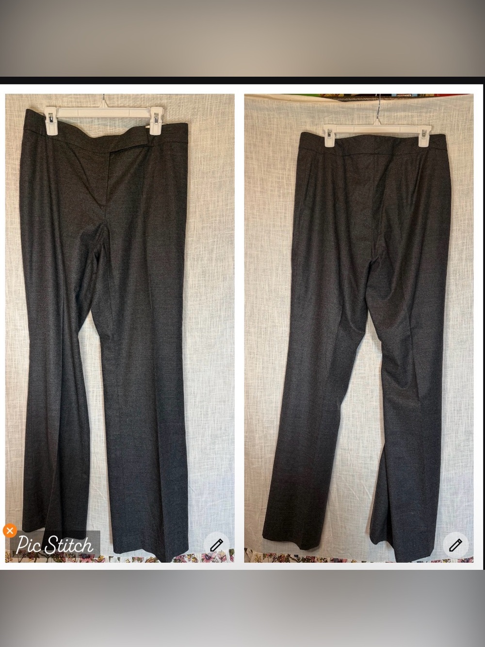 Dana Bachman Charcoal Gray Wool Cashmere Tailored Dress Pants Trouser Sz 12